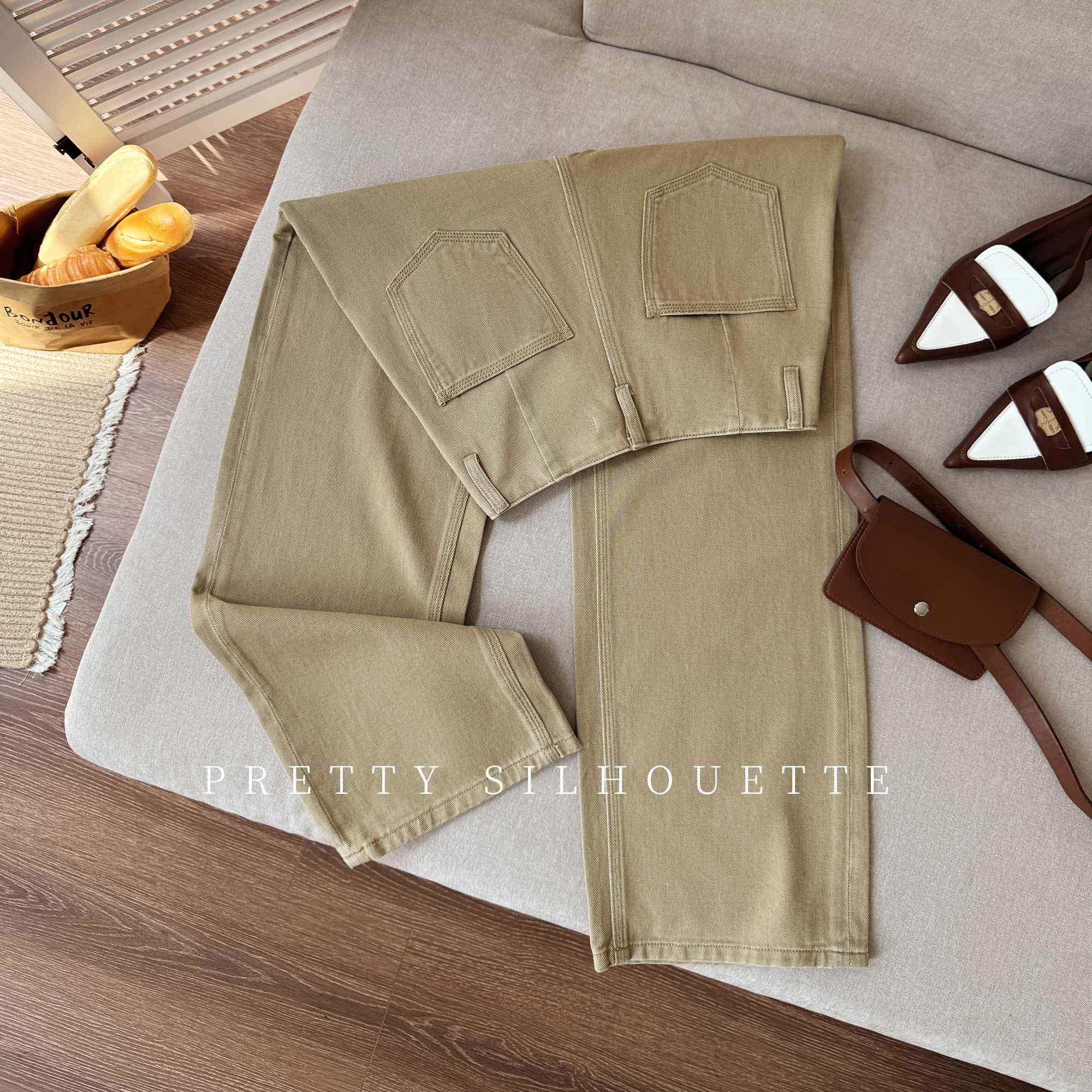 Y- 若纤2026早春新款宽松牛仔裤女秋冬爆款【琥珀色】窄版阔腿裤