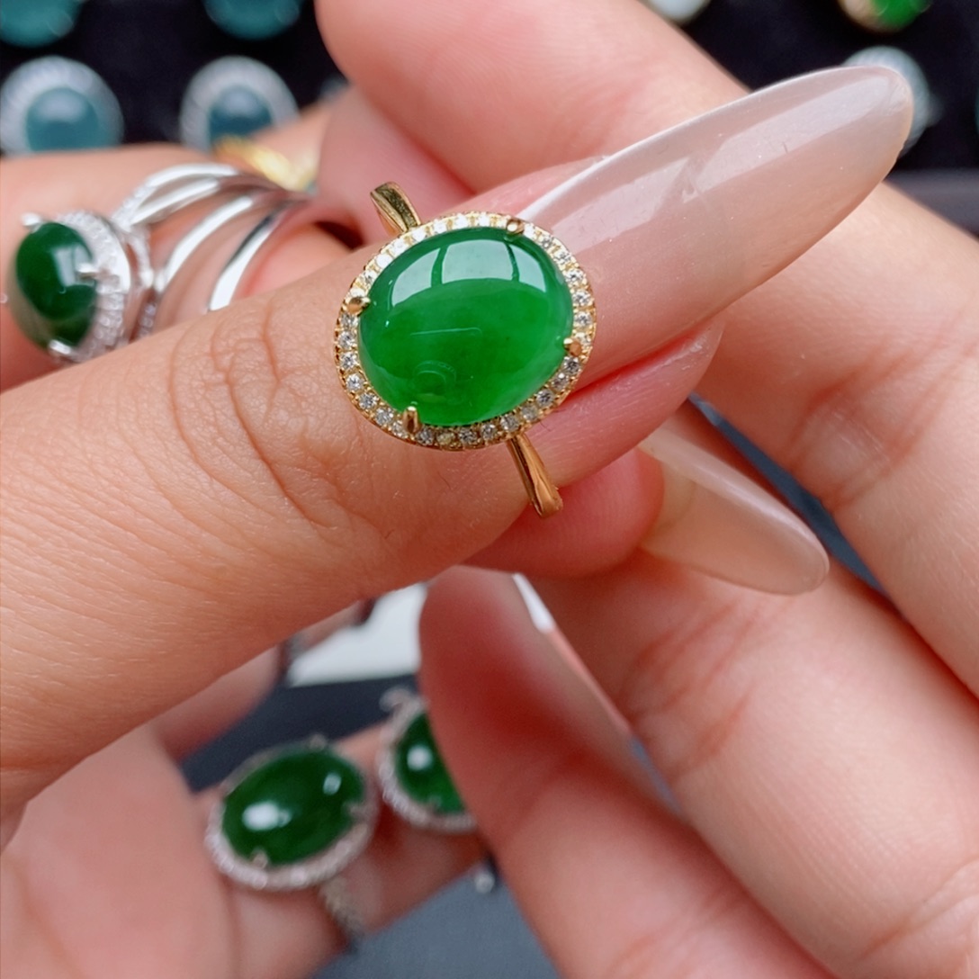 翡翠戒指银S925镶嵌155778