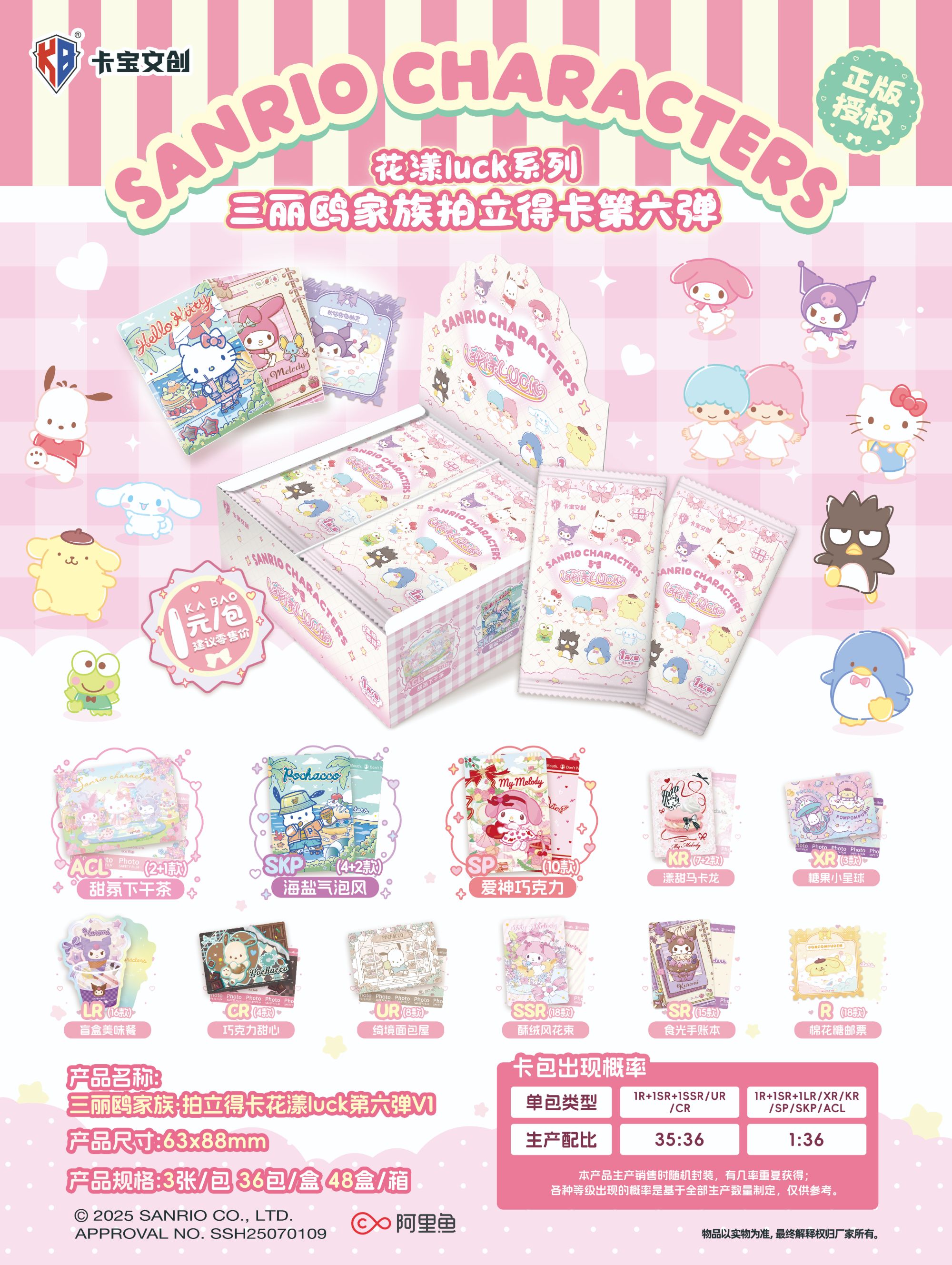 77 【玩法合集】三丽鸥家族花漾luck第六弹拍立得卡牌 默认代拆