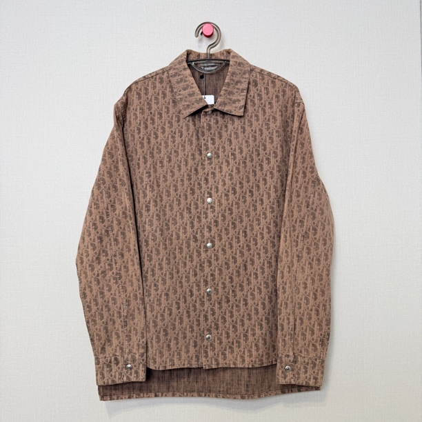 99新 DIOR/迪奥 棕色满印牛仔衬衫/48/编号12118
