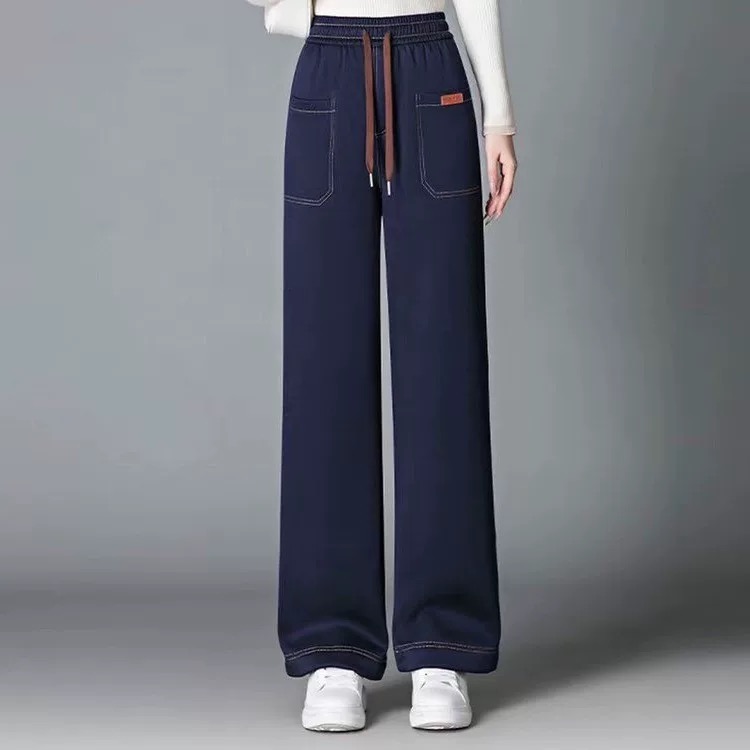 秋冬保暖牛仔长裤加绒加厚 高腰深档窄版直筒裤直筒牛仔大码