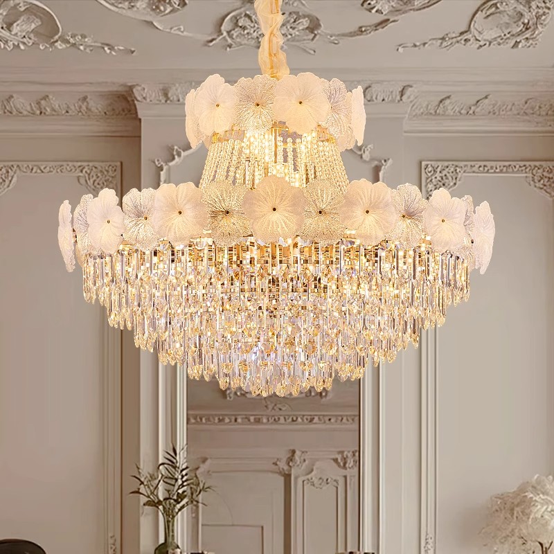 法式轻奢水晶吊灯大气客厅主灯2026新款奶油简约餐厅卧室中山灯具