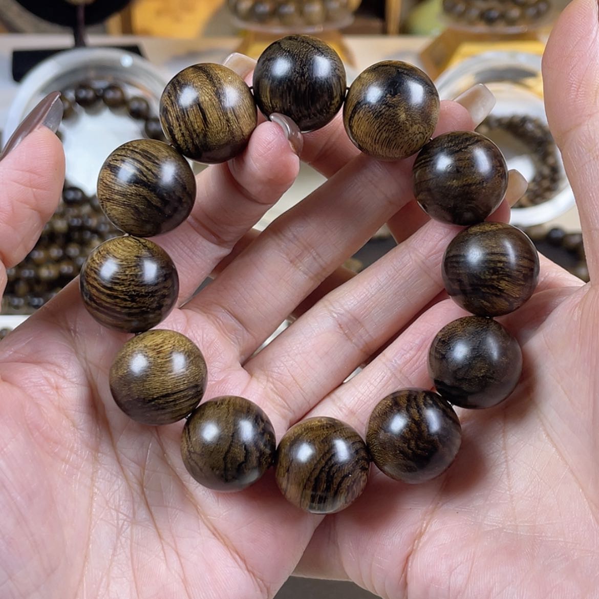 【闪购商品】沉香手串静*芽庄棋楠瘤疤虎斑