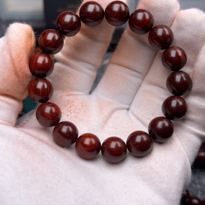 小叶紫檀手串/手链1.2 印度小叶紫檀圆珠 高油高密泥料