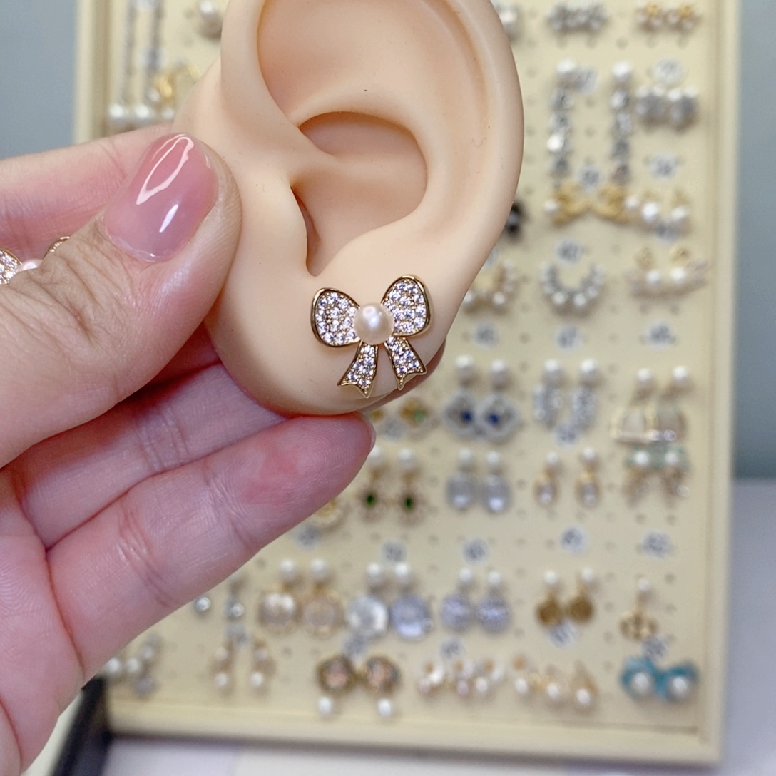 耳饰银S925镶嵌淡水珍珠