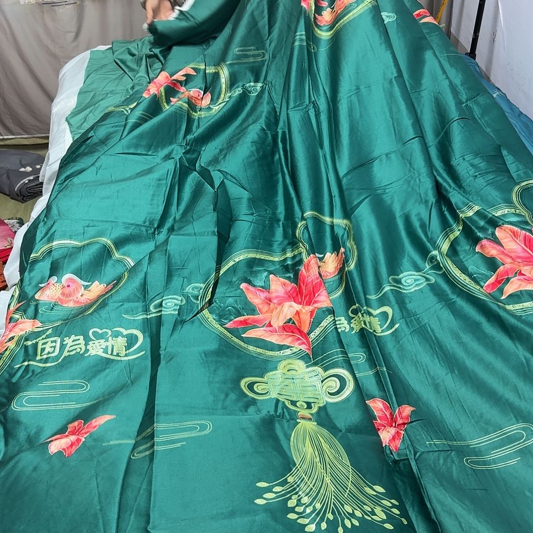 棉2米绿色纯棉贡缎