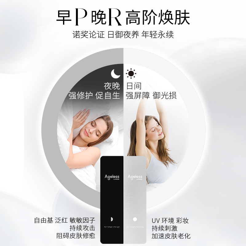 Ageless美肤丸pqq线粒体麦角硫因抗皱口服