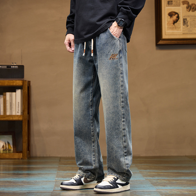 男士松紧腰秋冬抗皱宽松大码免烫时髦高街复古百搭潮流
