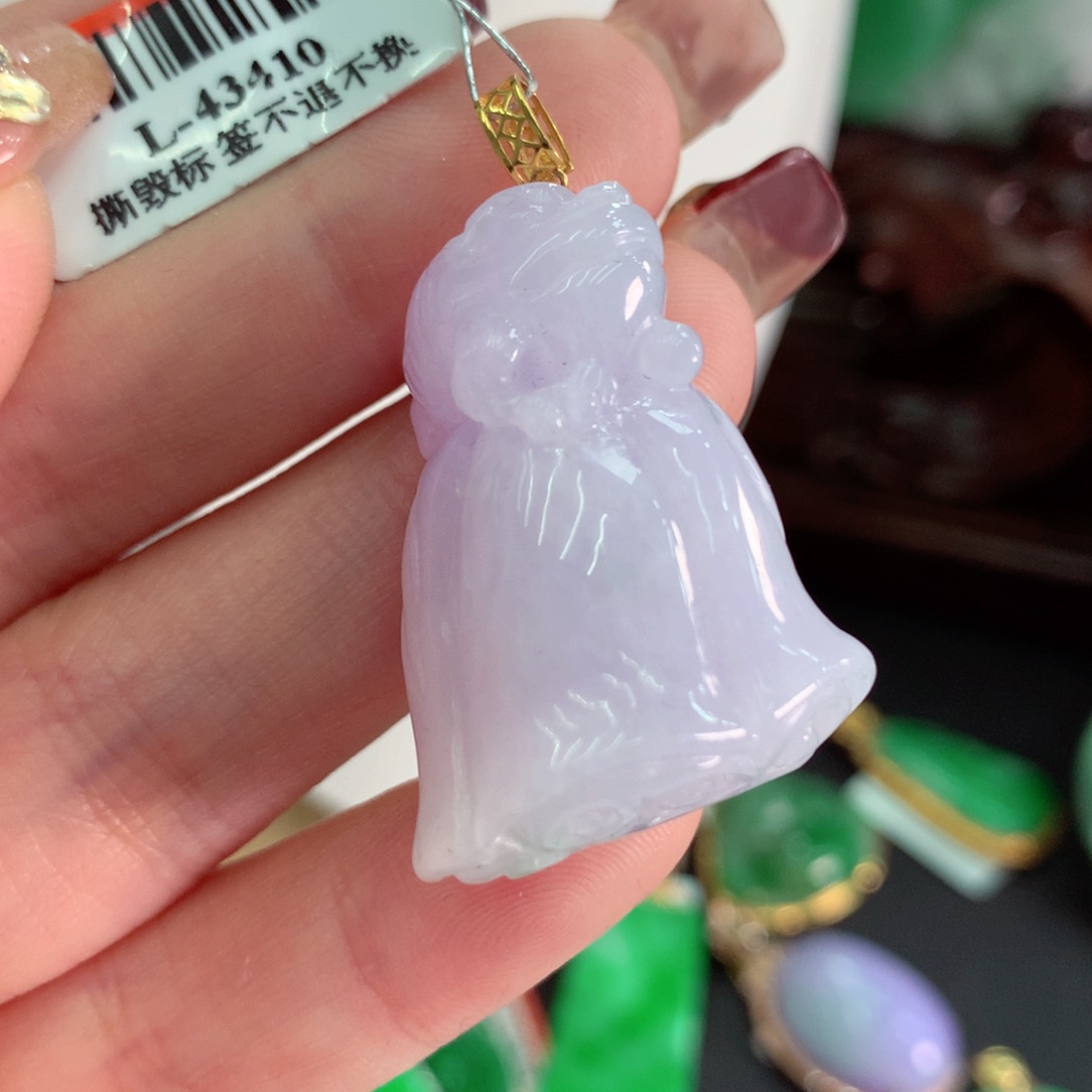 翡翠吊坠(不含链)18K金镶嵌