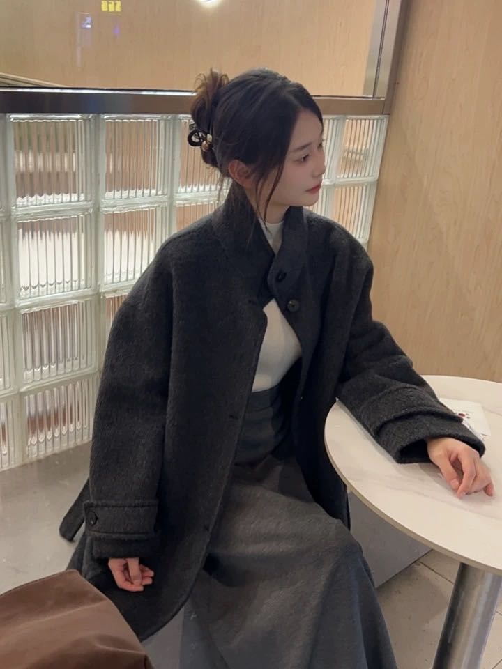 8511--小立领短款毛呢外套