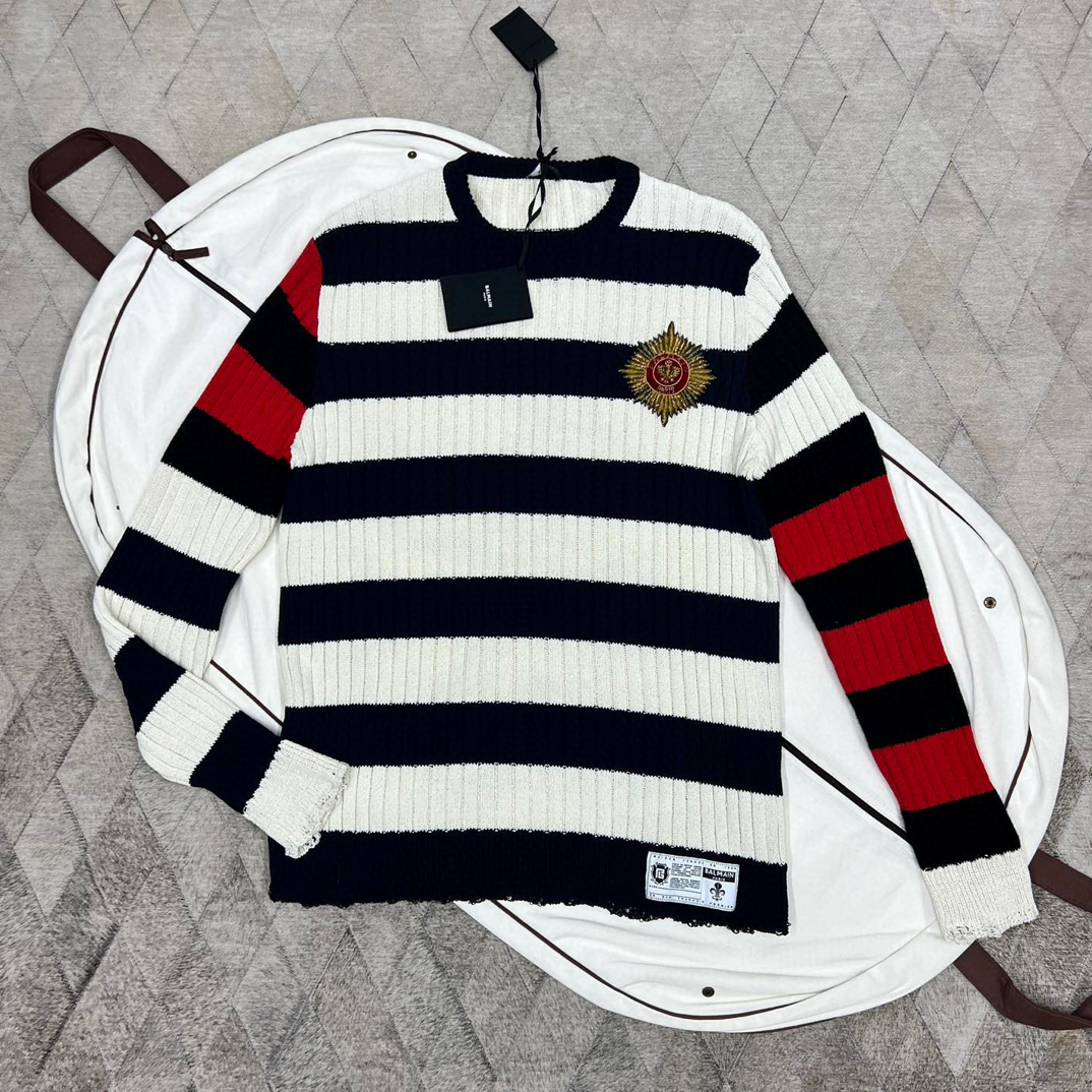 未使用 BALMAIN/巴尔曼 126728 男款重工破坏羊毛衫