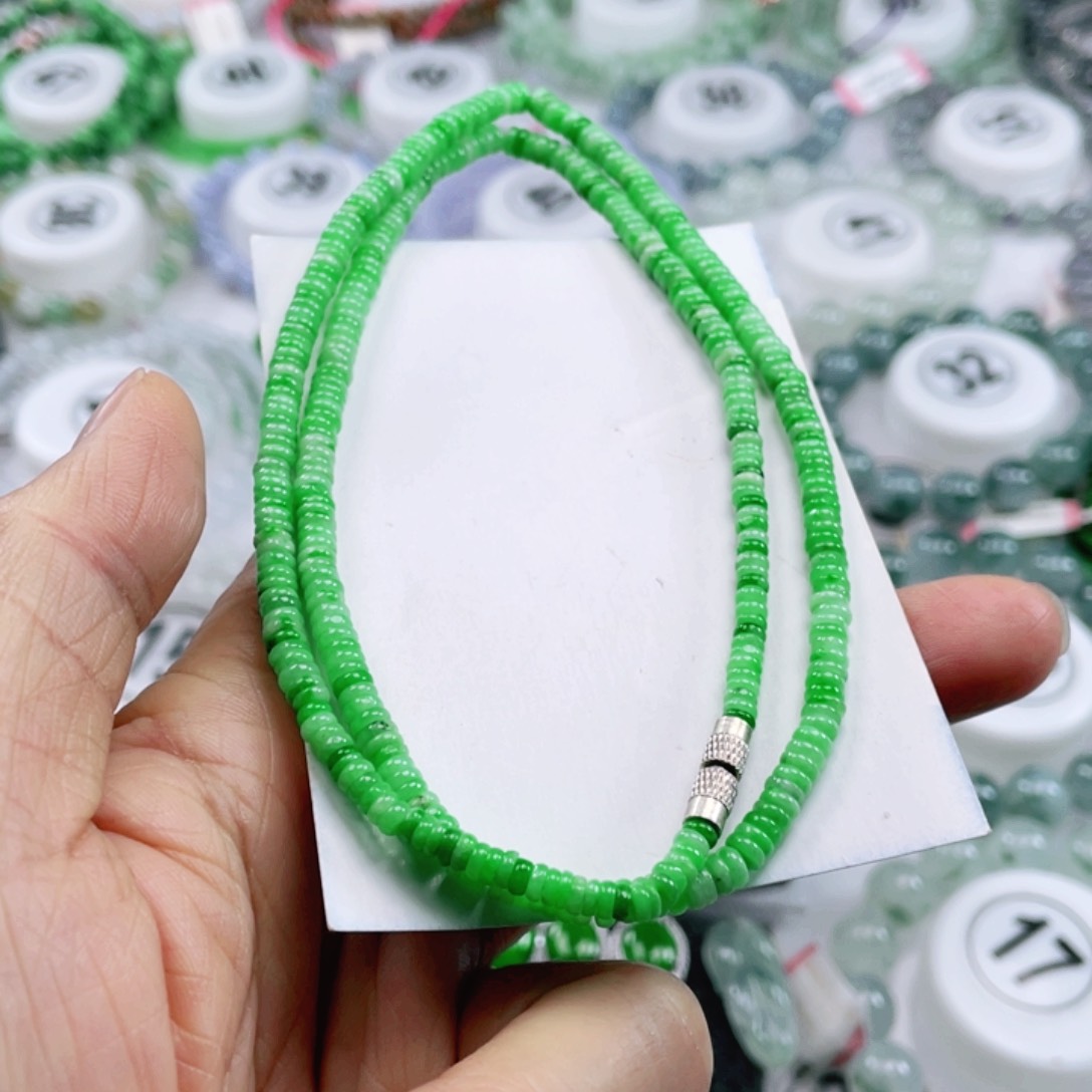 翡翠手链未镶嵌天然翡翠项链4mm左右