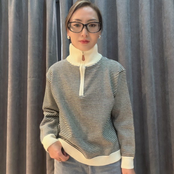 半拉链针织衫百搭