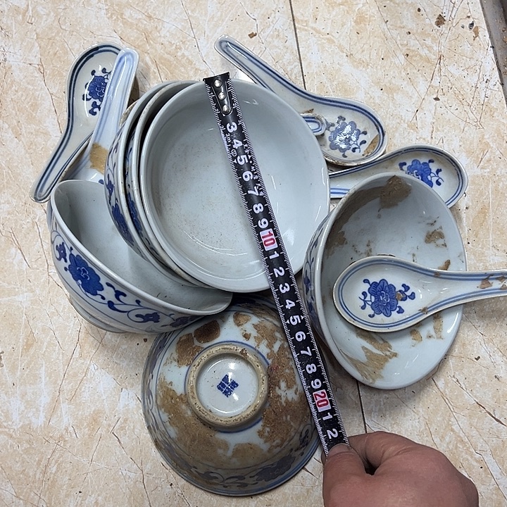 摆件陶6个12.5厘米碗加6个勺子