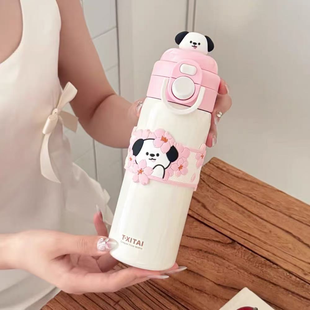 【省钱哥瑕疵样品】樱花小狗保温杯