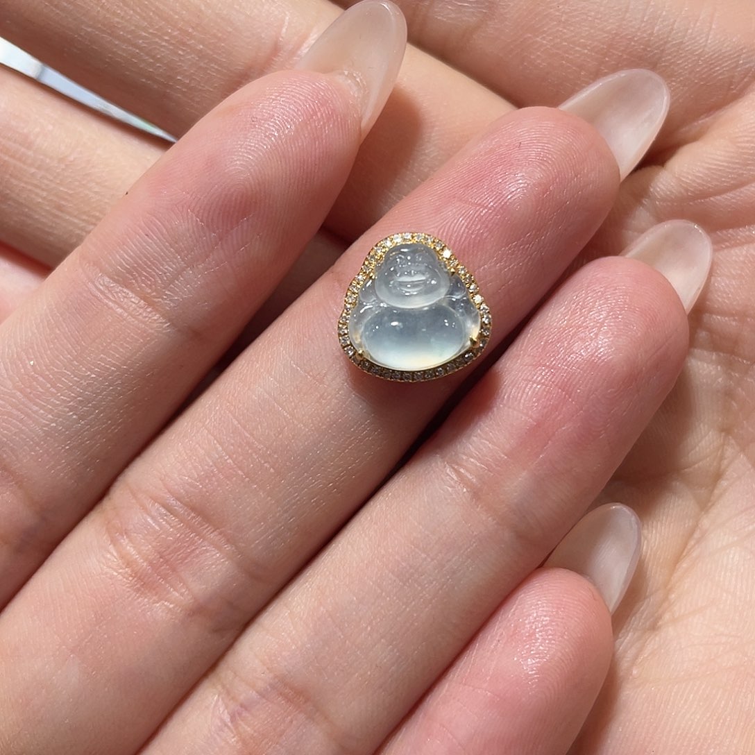 翡翠18K金镶嵌吊坠(不含链)大***户