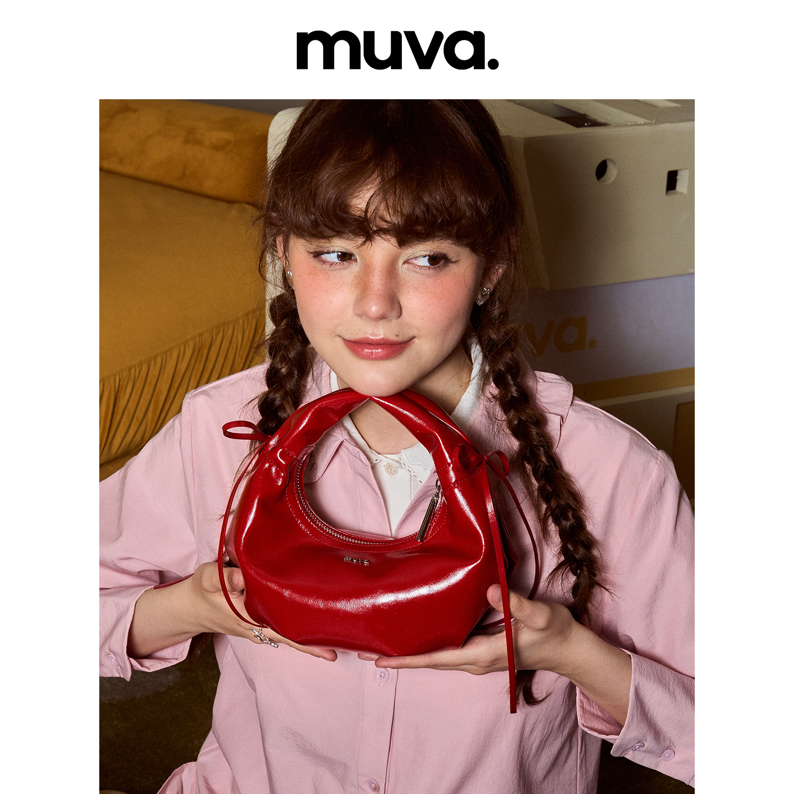 MUVA云朵芭蕾小拎包甜酷真皮精致通勤逛街百搭手提包单肩5.1新品