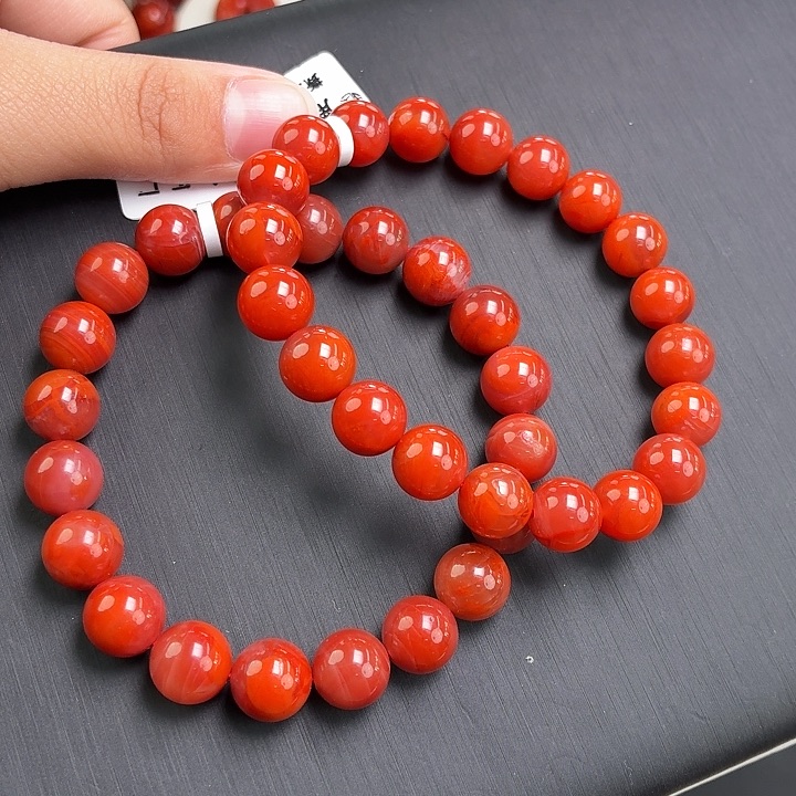 南红玛瑙未镶嵌手链瓦西锦红单圈10（多样式发其一）