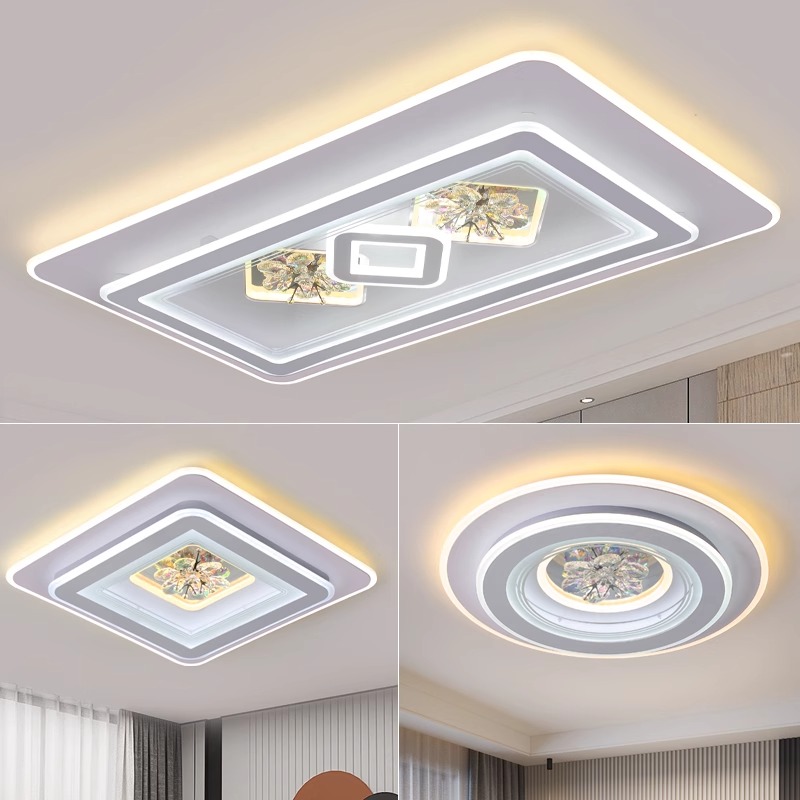 玻璃客厅灯卧室灯吸顶灯简约现代温馨浪漫家用房间灯水晶灯具