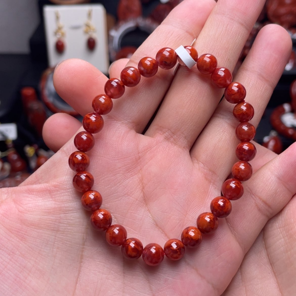 【闪购商品】未镶嵌7mm火焰纹手串南红玛瑙