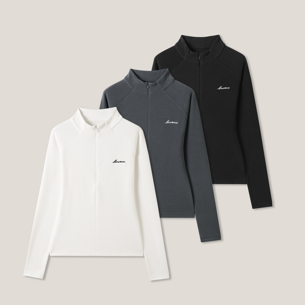 “智感腔调”美式辣妹半高领拉链修身长袖外套ss26466