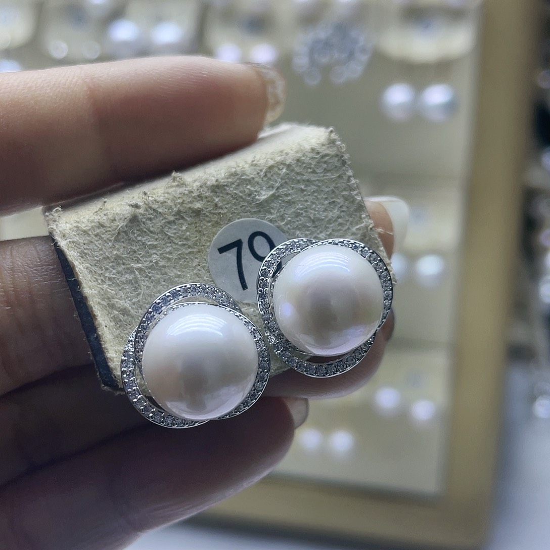 淡水珍珠耳饰银S925镶嵌