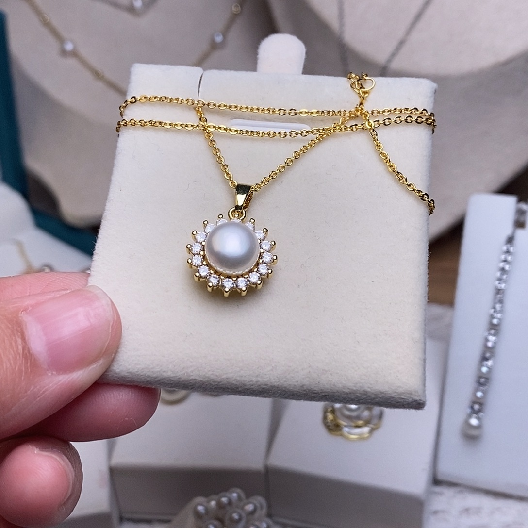 银S925镶嵌淡水珍珠耳饰