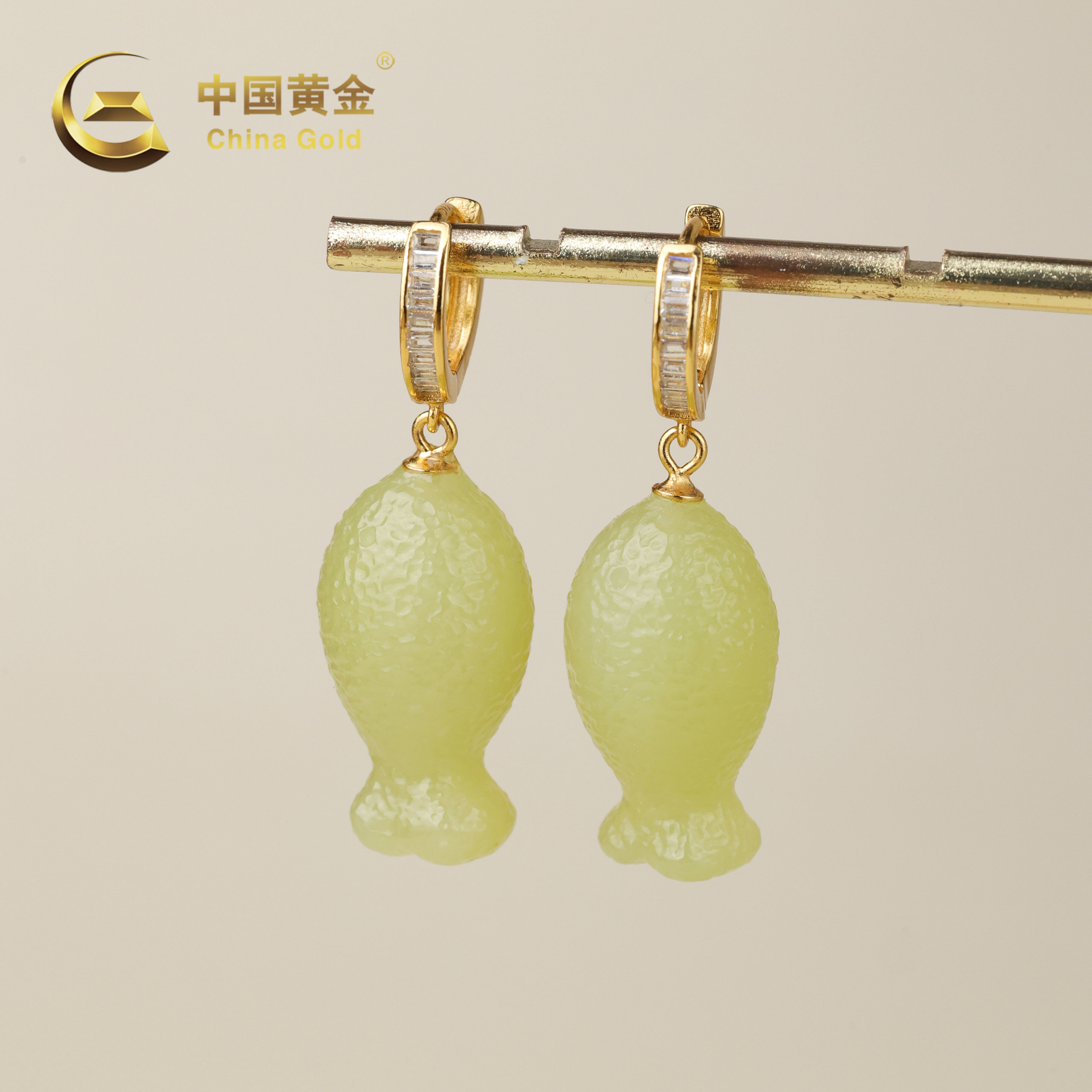 【中国黄金】富全 | 和田玉*耳饰*S925银镶嵌-R2233-臻