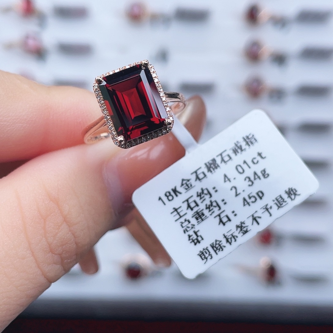 戒指石榴石18K金镶嵌