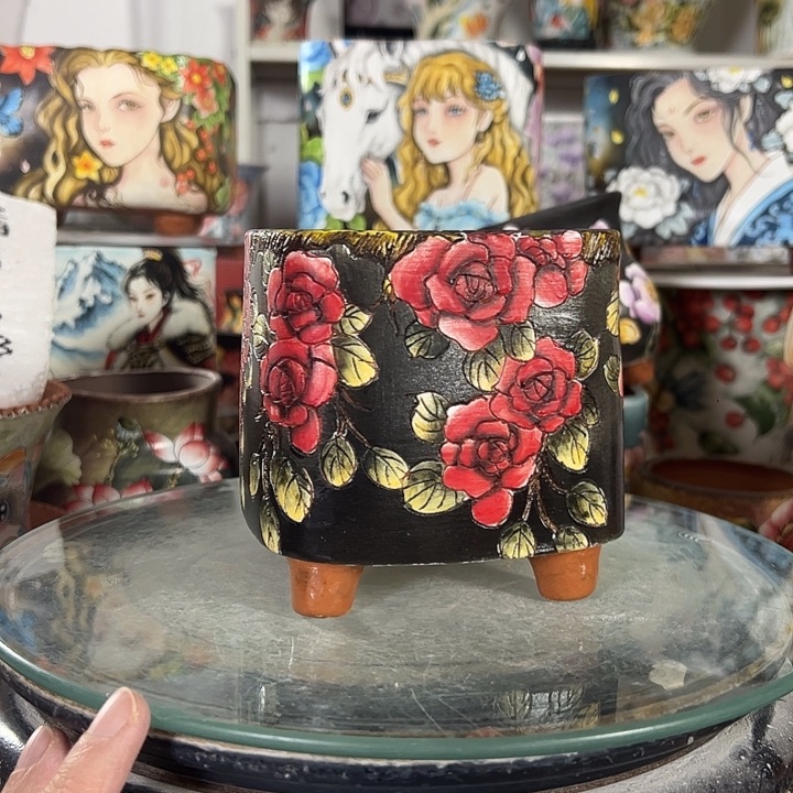 满38包邮 景德镇幸运花盆