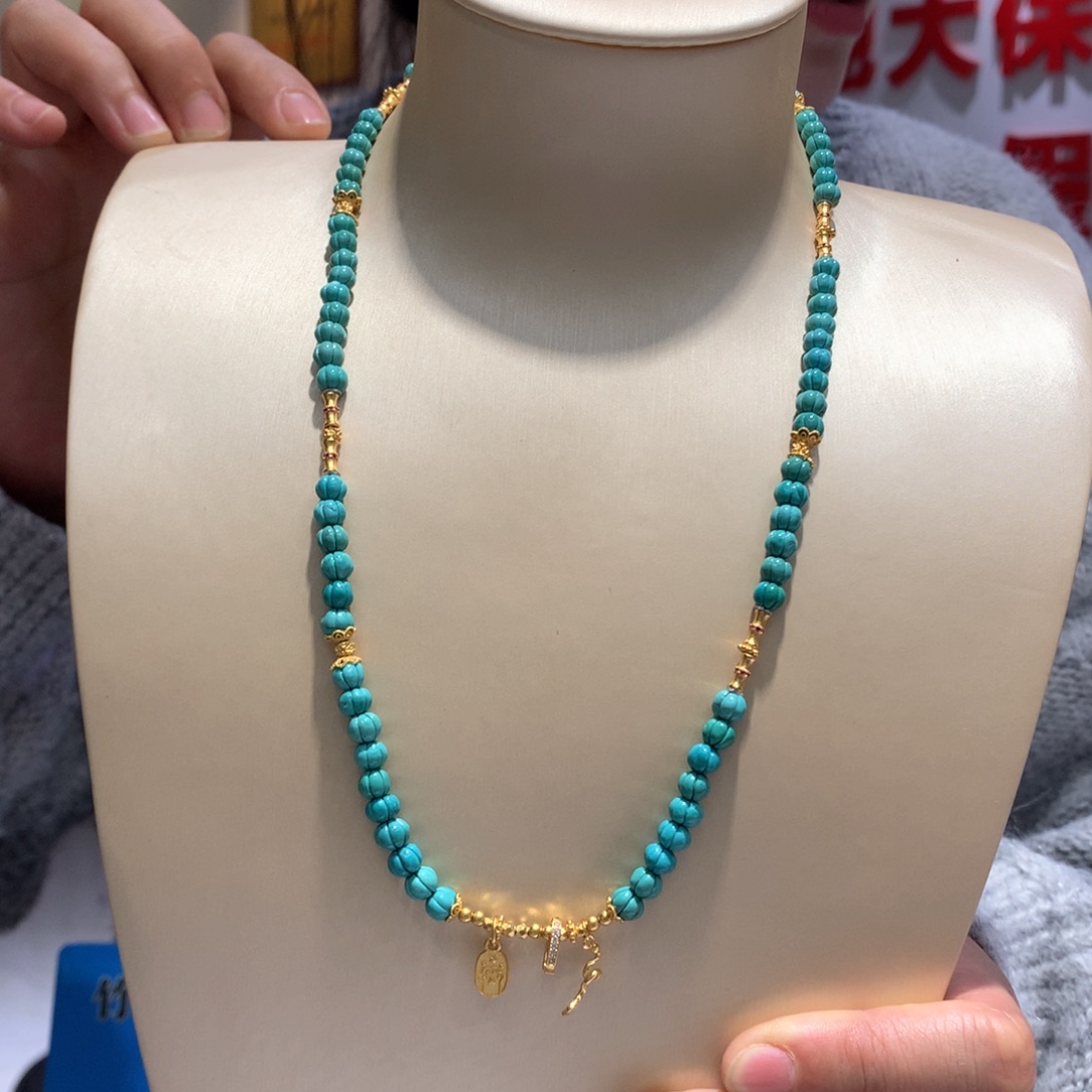 绿松石锁骨链银S925镶嵌