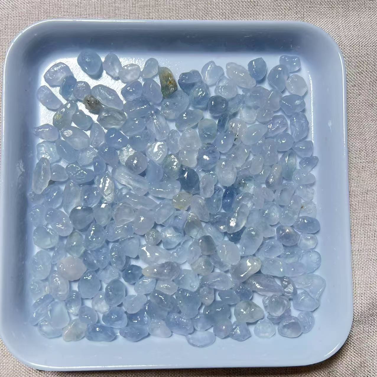 天青石碎石小颗粒蓝水晶原石家用客厅玄关鱼缸花盆造景装饰石