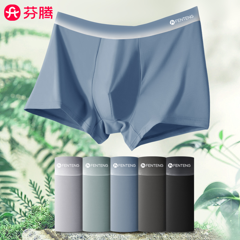 芬腾莫代尔春夏新款内裤男士抗菌透气四角裤头大码高弹平角裤