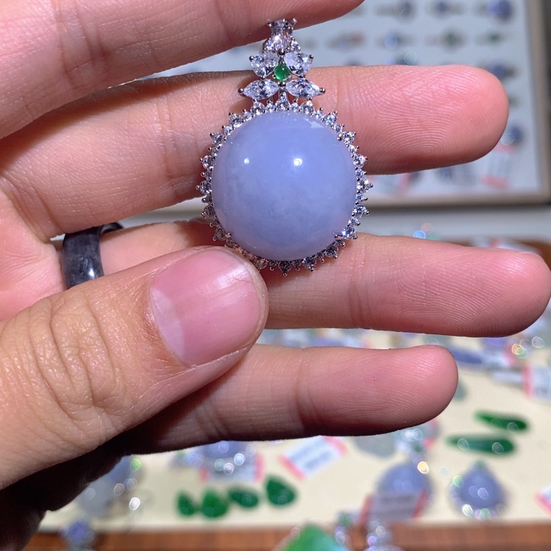 翡翠吊坠(不含链)银S925镶嵌吊坠