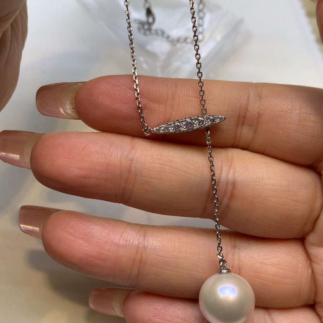 颈饰银S925镶嵌淡水珍珠