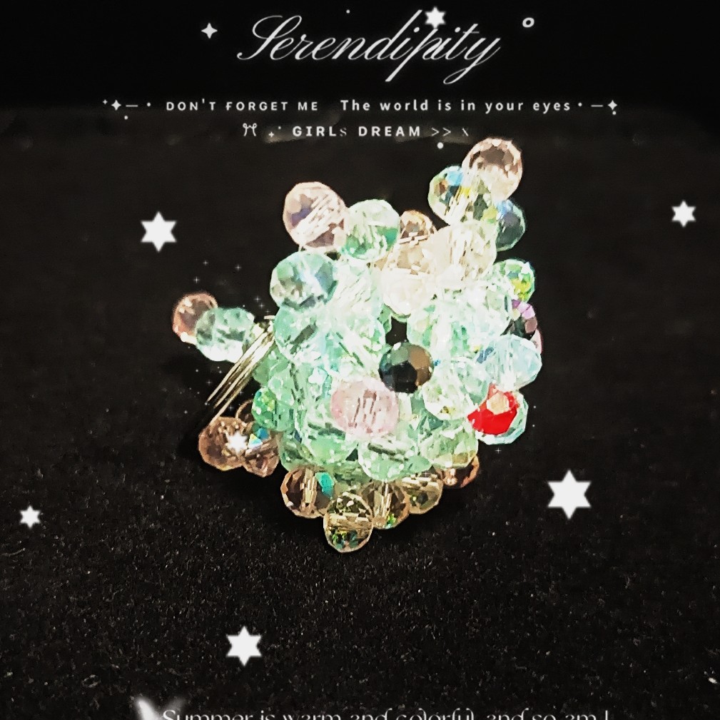 手工编织琉璃晶晶包挂件，钥匙挂件小猫咪