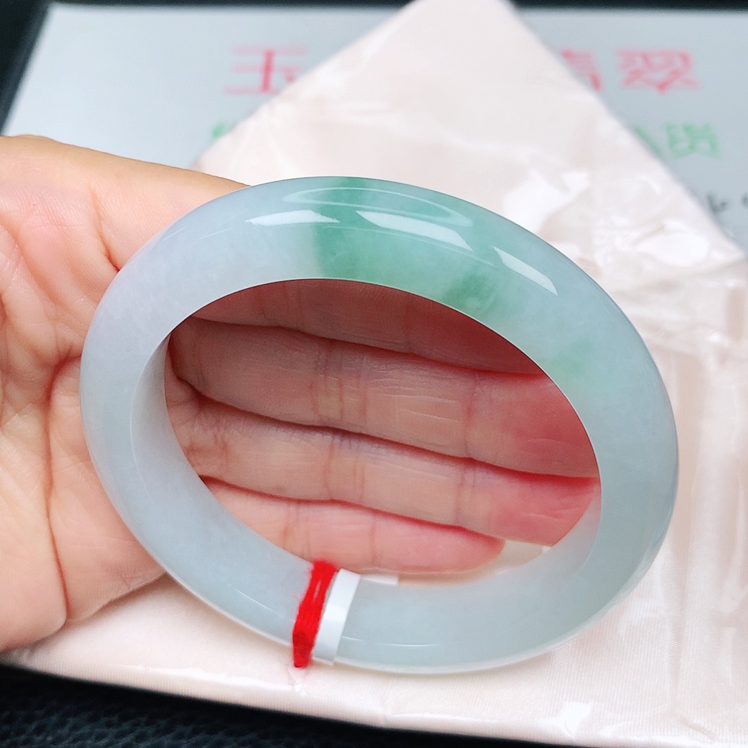 未镶嵌手镯翡翠冰胶飘绿18