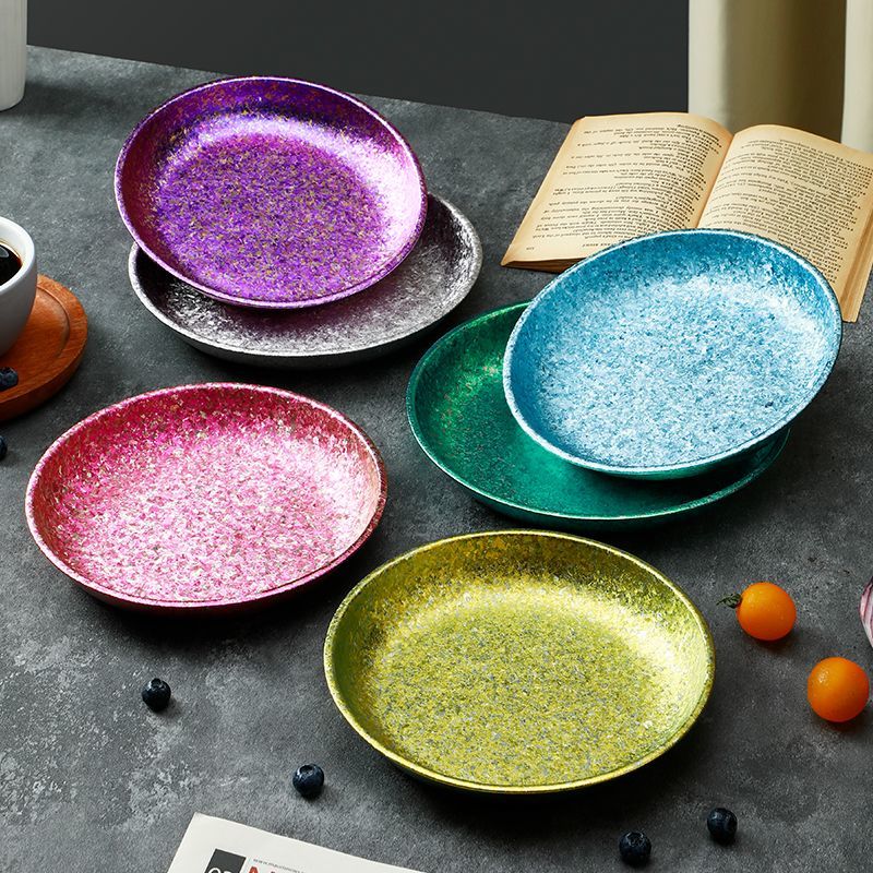 纯钛圆盘大冰花高级餐厅餐具