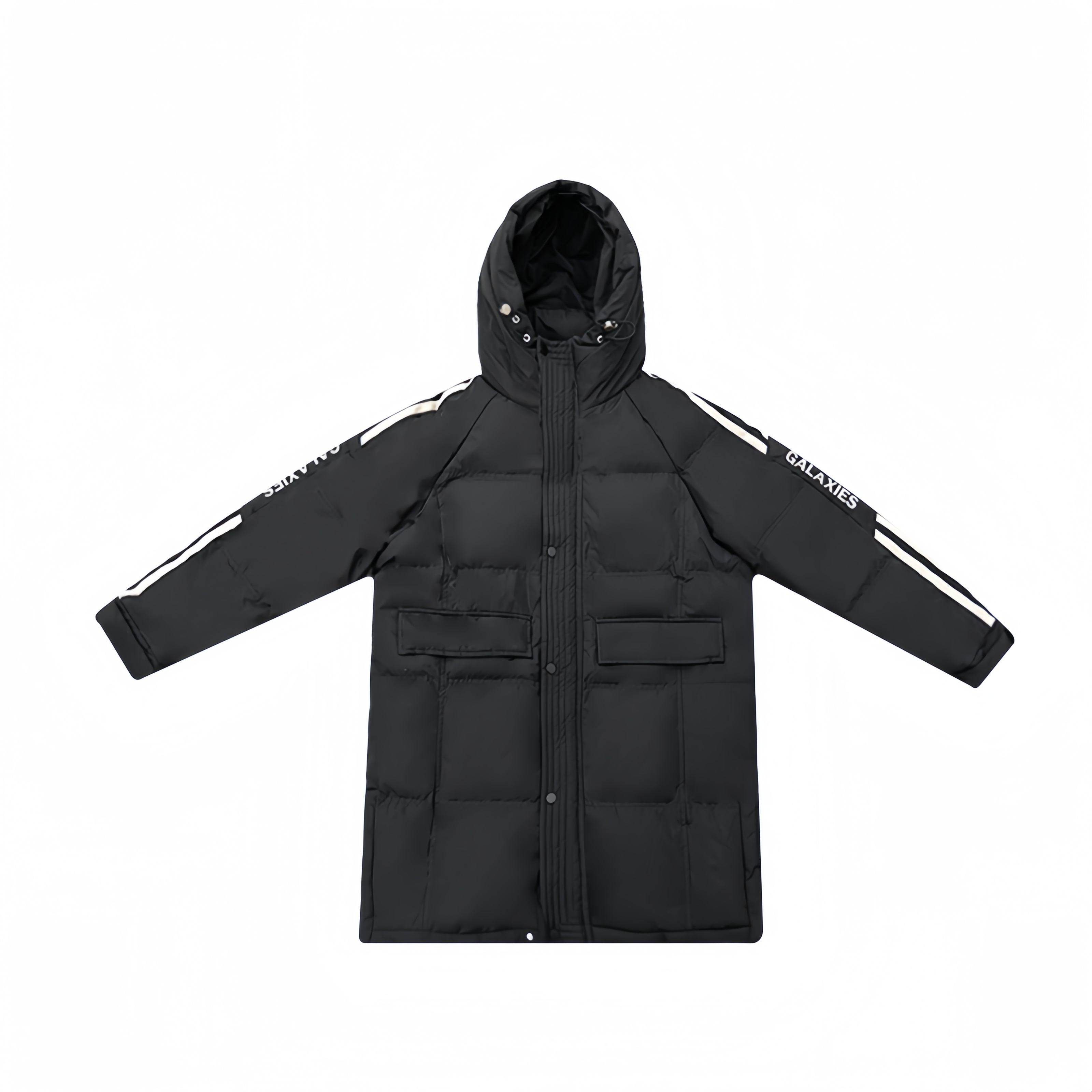 【璐璐专属】冬季加厚连帽男款中长款条纹百搭保暖外套866668