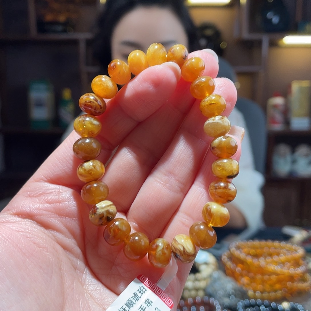 琥珀手链未镶嵌飞**天9m蜜蜡