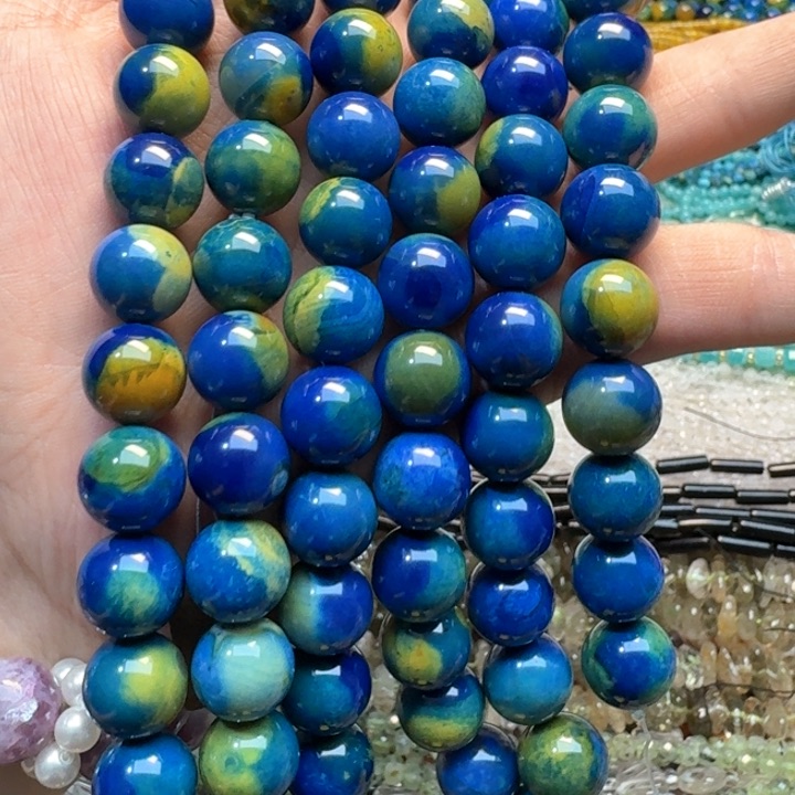 合金玛瑙/玉髓珠宝半成品一条10mm地球玛瑙