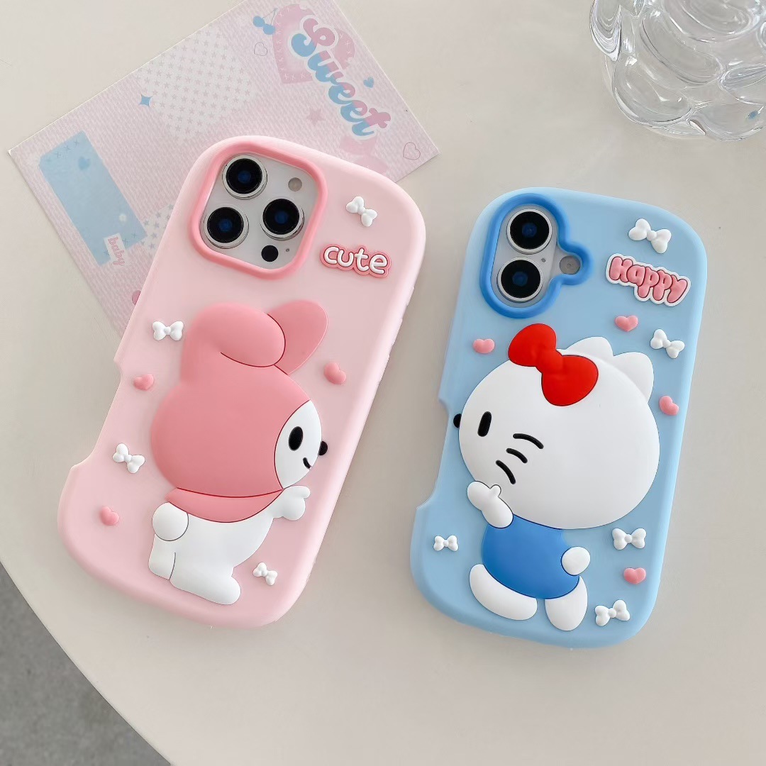 可爱侧脸贴贴KT猫美乐蒂iPhone16苹果15适用13/14pro max手机壳套