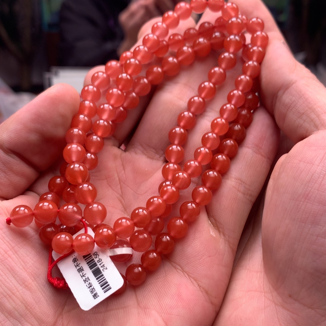 南红玛瑙多圈未镶嵌7mm➕三眼井冰红多圈