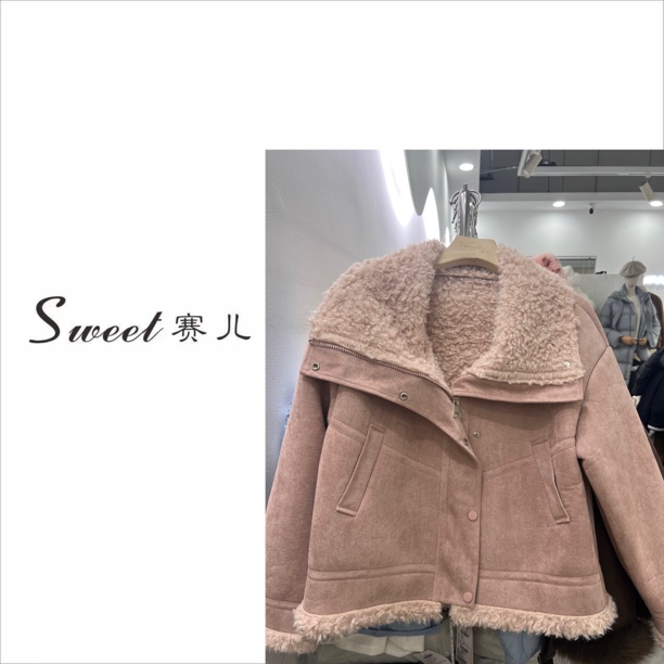 （赛儿专属）（4809）韩系慵懒风翻领加绒加厚外套