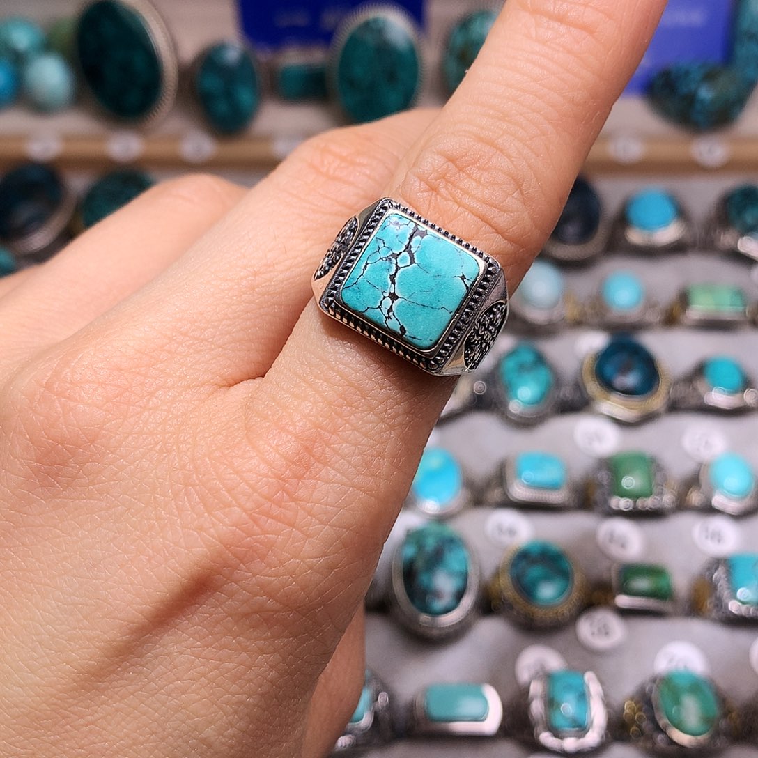 绿松石挂件银S925镶嵌