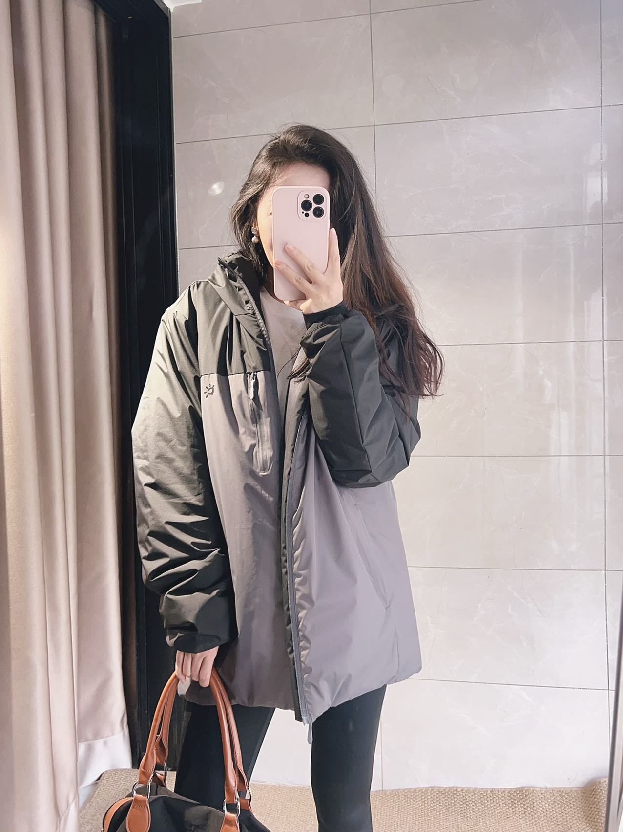 男女同款 撞色超轻盈防风防水帅气 中长连帽棉服