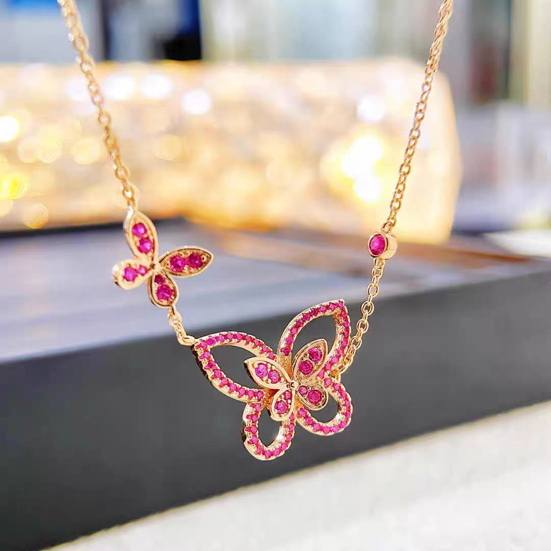 2453项链--18K金750黄金镶嵌红宝石轻奢时尚百搭项链