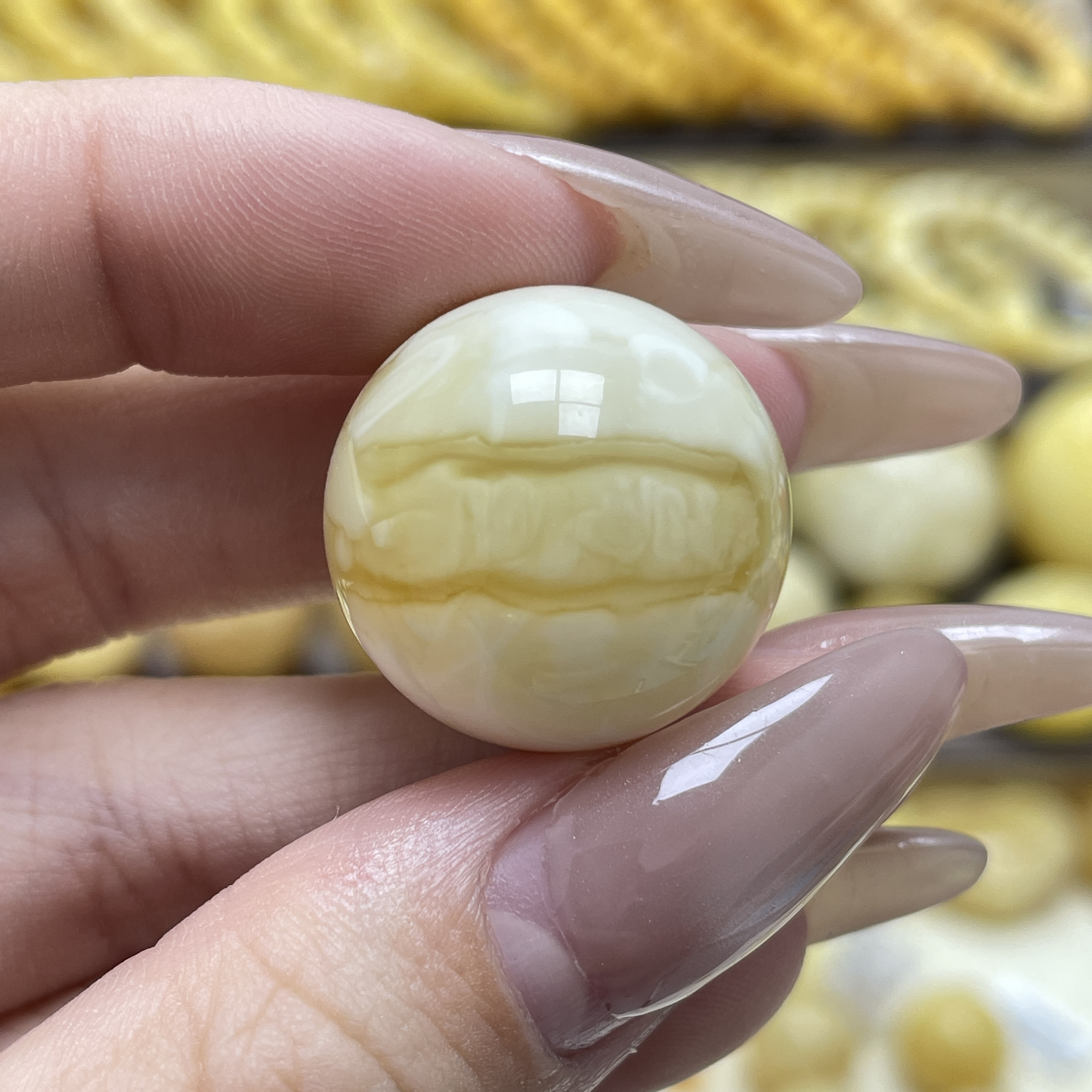 段掌柜臻选·21.8mm天然原矿蜜蜡俄料浓蜡瓷白妖花圆珠