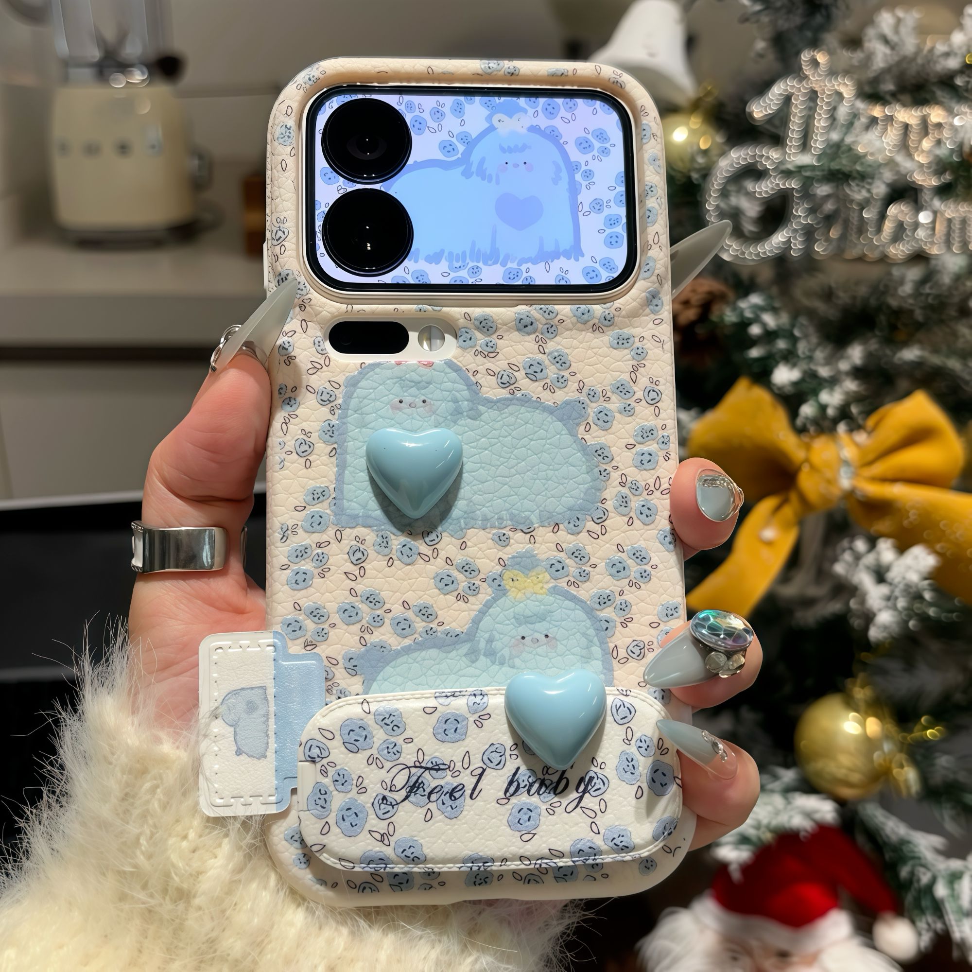 蓝翠花狗狗支架适用苹果17/16promax手机壳华为vivoppo小米15一加