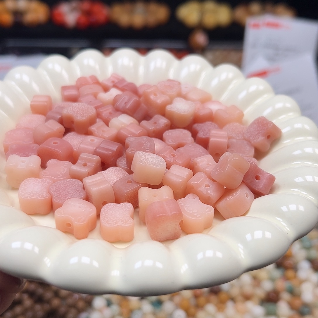 菩提根/象牙果手串粉熊拼100颗